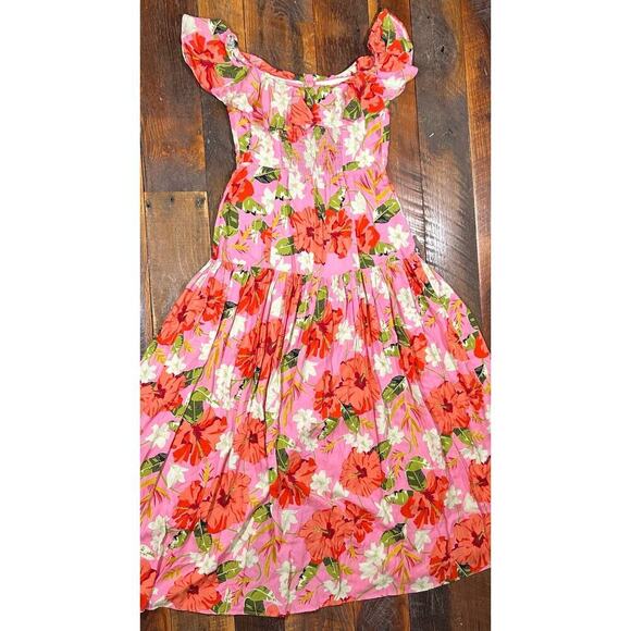 Yumi Kim Spring Fling Off Shoulder Maxi Dress Floral Mai Thai Pink Size 6 NWOT - Picture 5 of 9